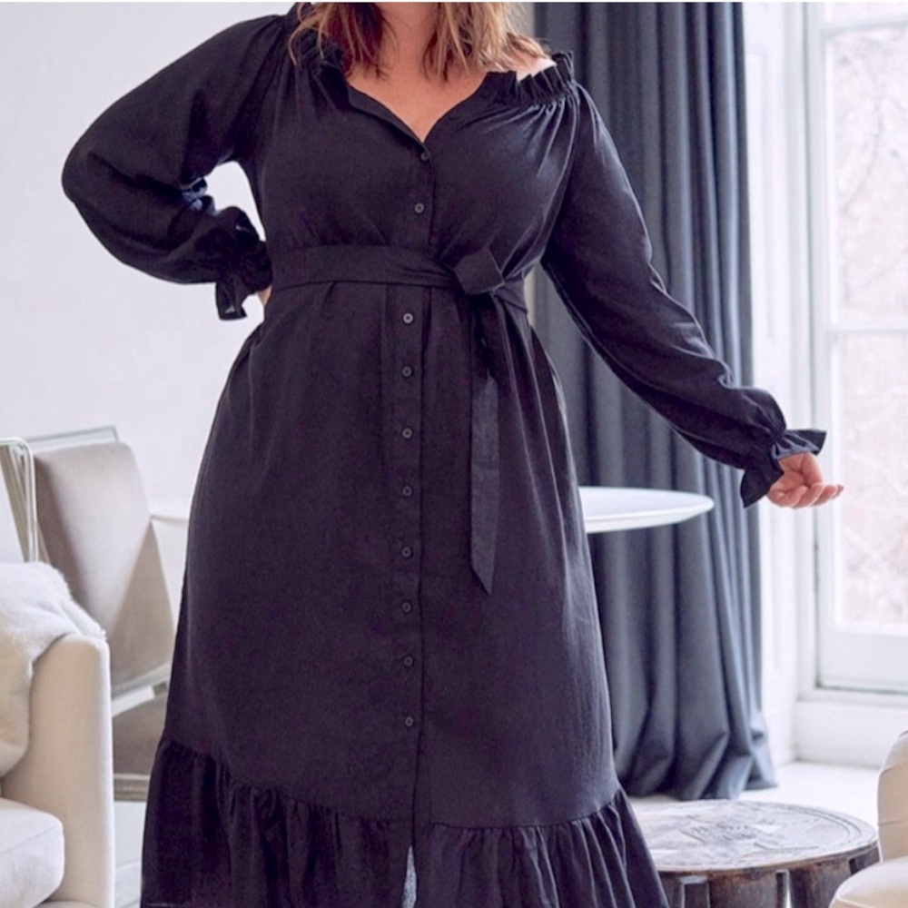 Eloquii Linen Maxi Day Dress size Xl women long flowy dresses wedding guest